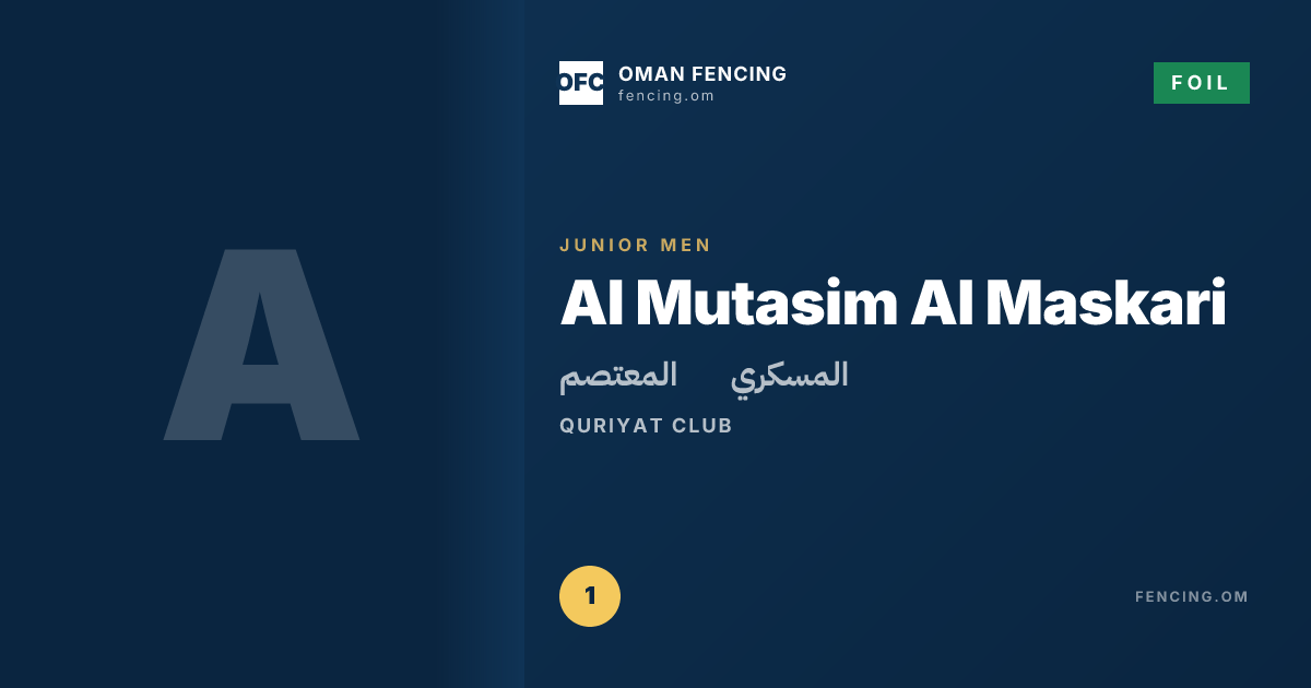 Mutasim Al Mutasim Al Maskari, Foil Fencer, Oman Fencing Committee